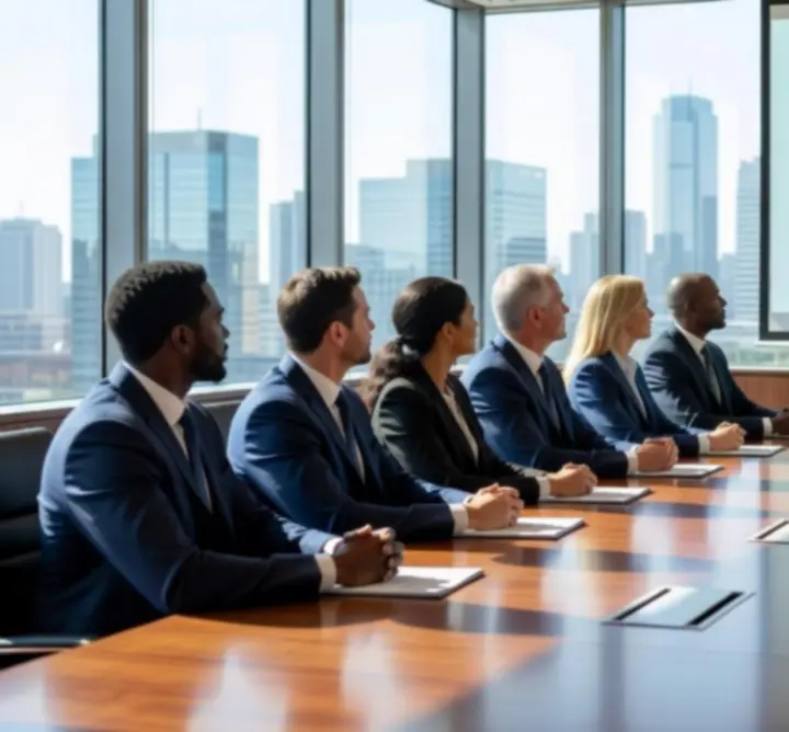 Boardroom presentation showcasing client case study outcomes